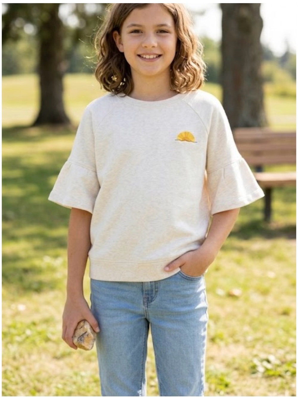 Gymboree Cream and Yellow Sweatshirt with Sun Detail